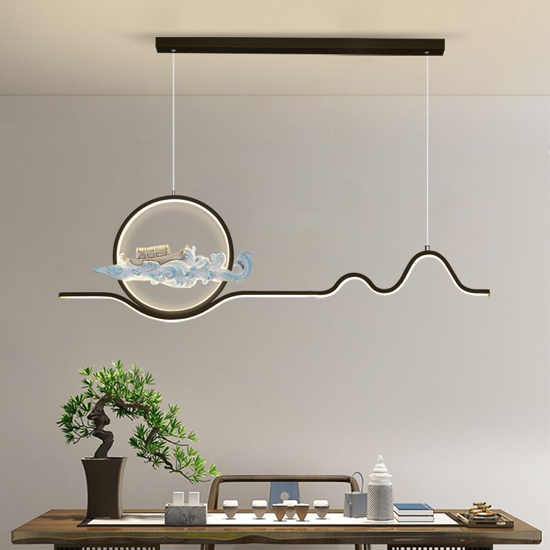 Linear Shape Island Lights Modern Style Metal 2 Light Pendant Lights