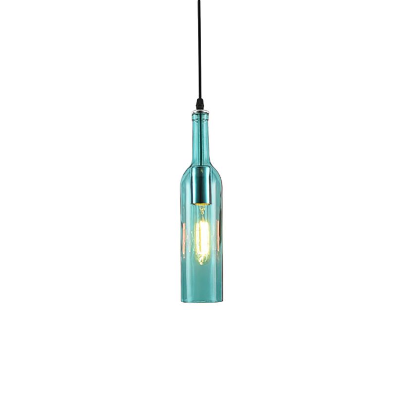 Blu/marrone 1 Lampada leggera lampada a sospensione vintage in vetro industriale lampada sospesa con cavo regolabile