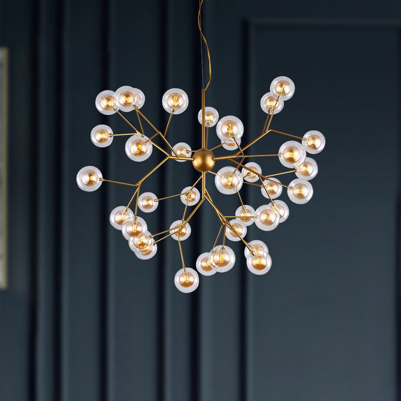 Simplicity LED Chandelier Lamp Bubble Pendant Lighting with Dual Glass Shade for Living Room