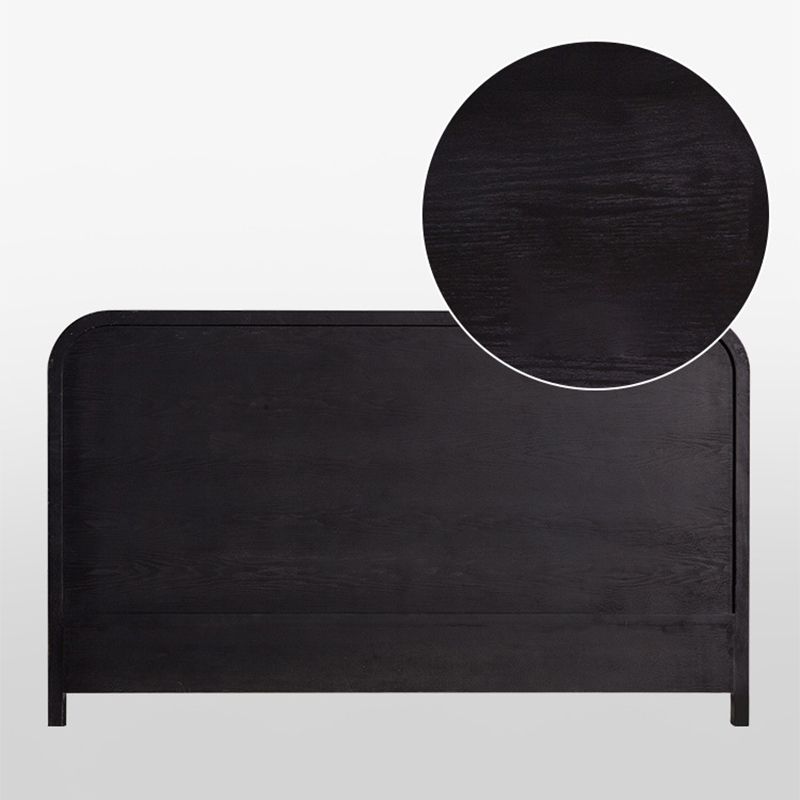 Tropical Style Ash Bed Frame Espresso Rattan Headboard Panel Bed with Mattress