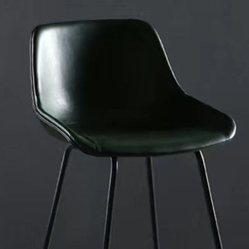 Faux Leather Bar Stools Armless Dining Stools with Metal Base
