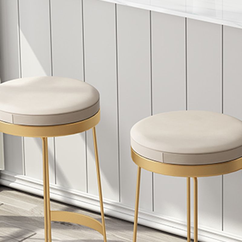 Scandinavian Backless Round BarStools for Home Upholstered Counter Height Stool