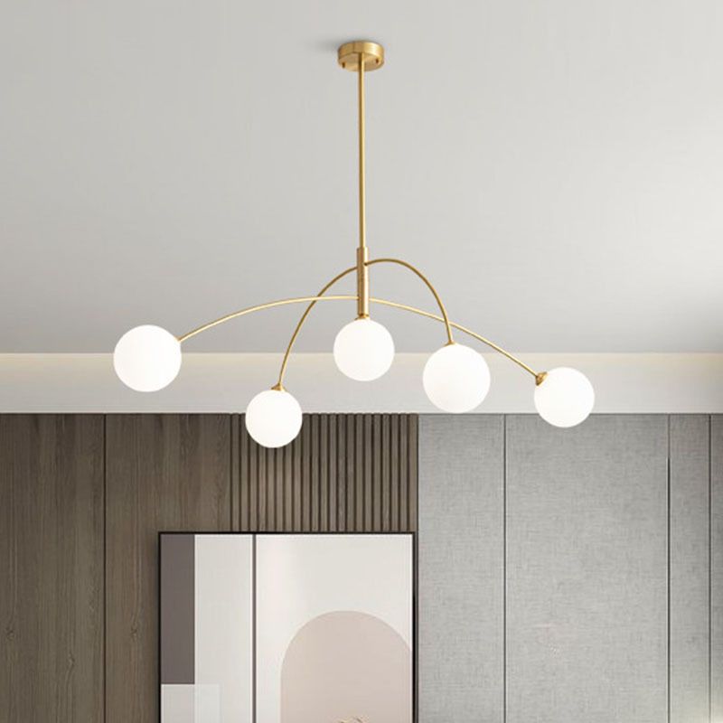 Ball Shape Glass Island Pendants Modern Style 5 Lights Island Pendant Lights