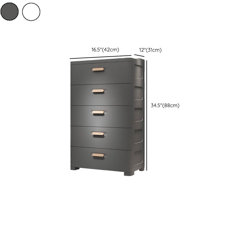 Contemporary Vertical Plastic Kids Nightstand with 5 Drawers for Bedroom