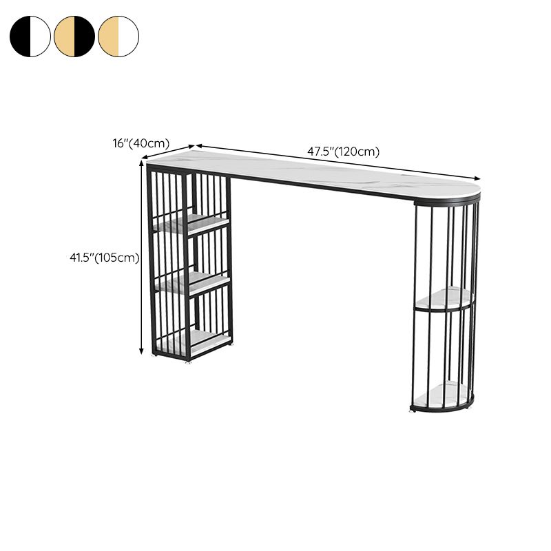 Modern Sintered Stone Bar Table Dining Table with Metal Base for Kitchen Living Room