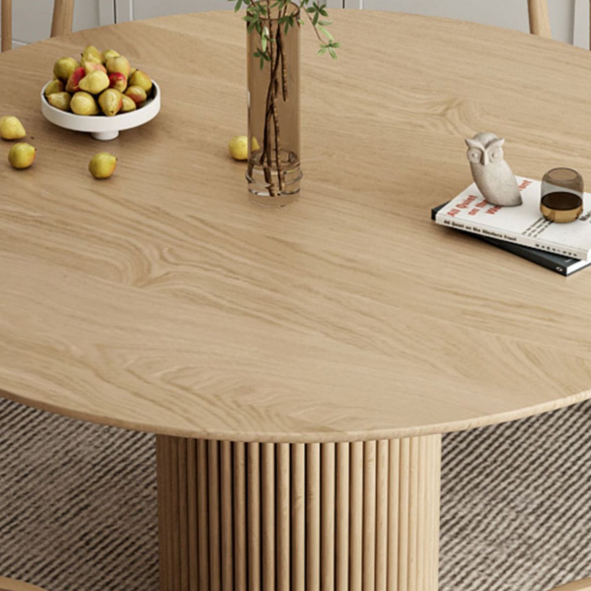 Solid Wood Dining Table Set 1/4/7 Pcs Round Table with Side Chairs