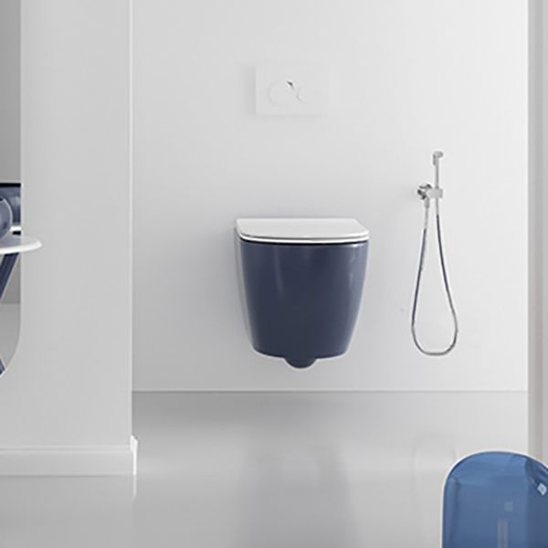 Contemporary Wall Hung Toilet Bowl Polished Finish Toilet with Glazed Surface