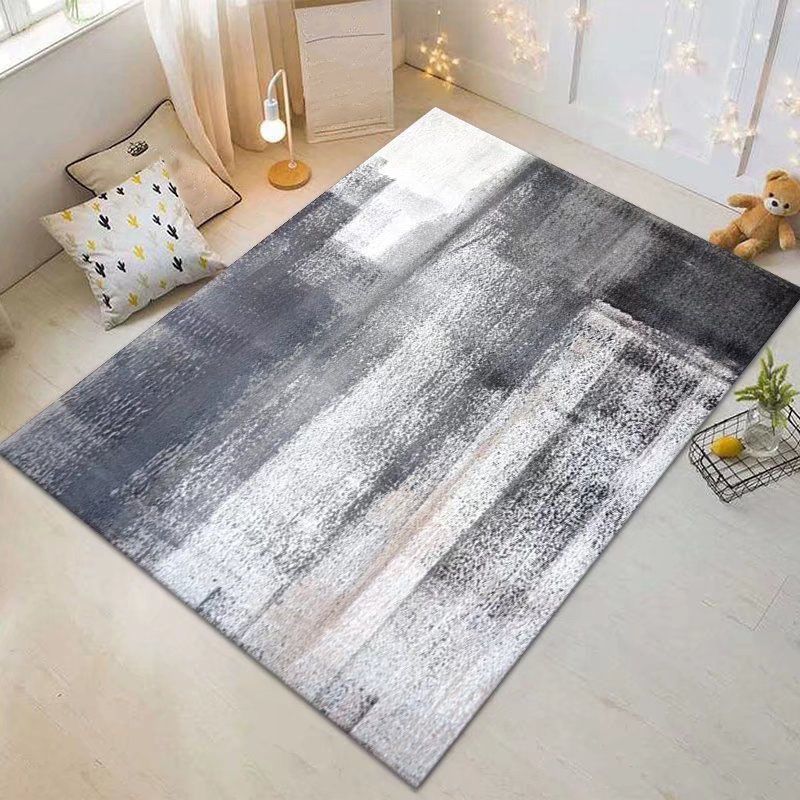 Gray Modern Rug Polyester Graphic Indoor Rug Washable Rug for Living Room