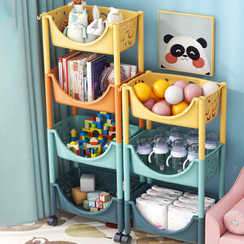 Contemporary Plastic Bookshelf Open Back Vertical Bookcase for Home