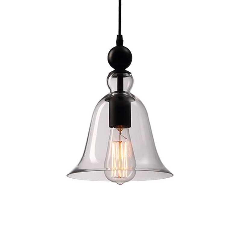 Lámpara colgante de campana modernismo ámbar/vidrio transparente 1 cabezal comedor lámpara colgante