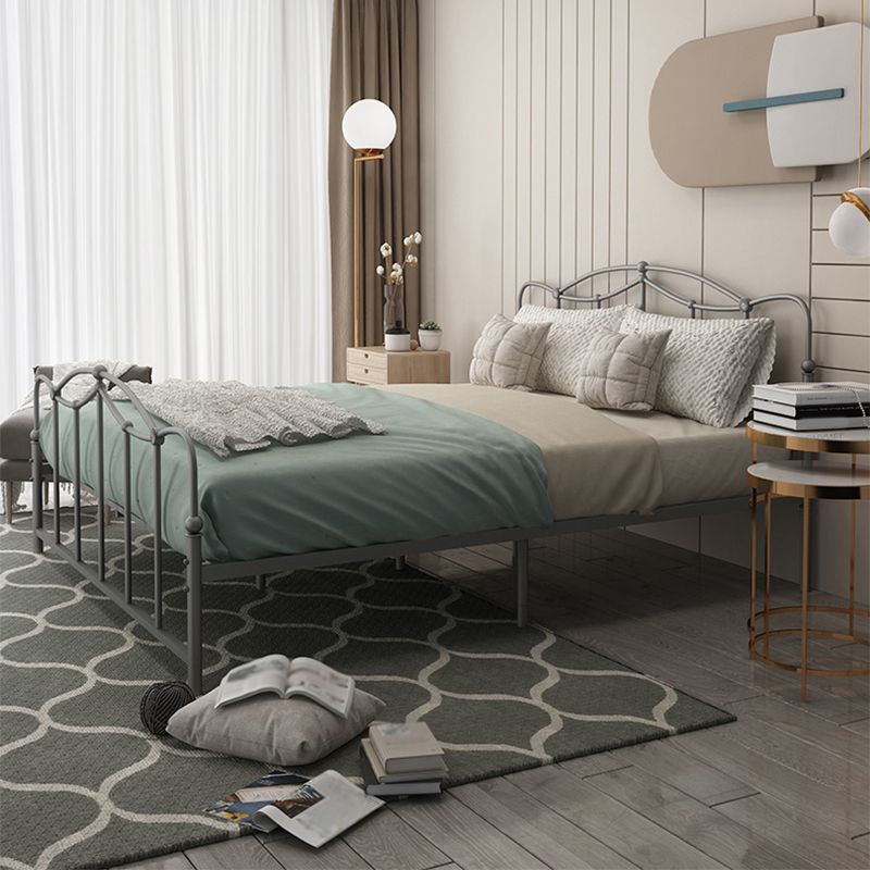 Glam Iron Open-Frame Bed with Camelback Headboard and Metal Legs