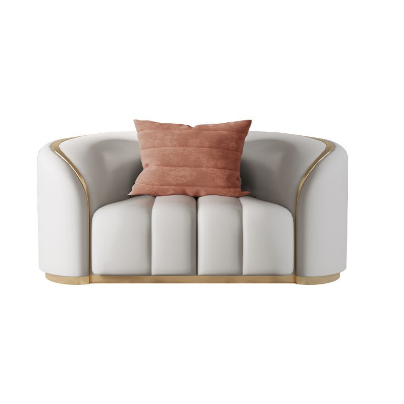 Contemporary Leather Sofa Tight Back Tuxedo Arm Sofa for Living Room