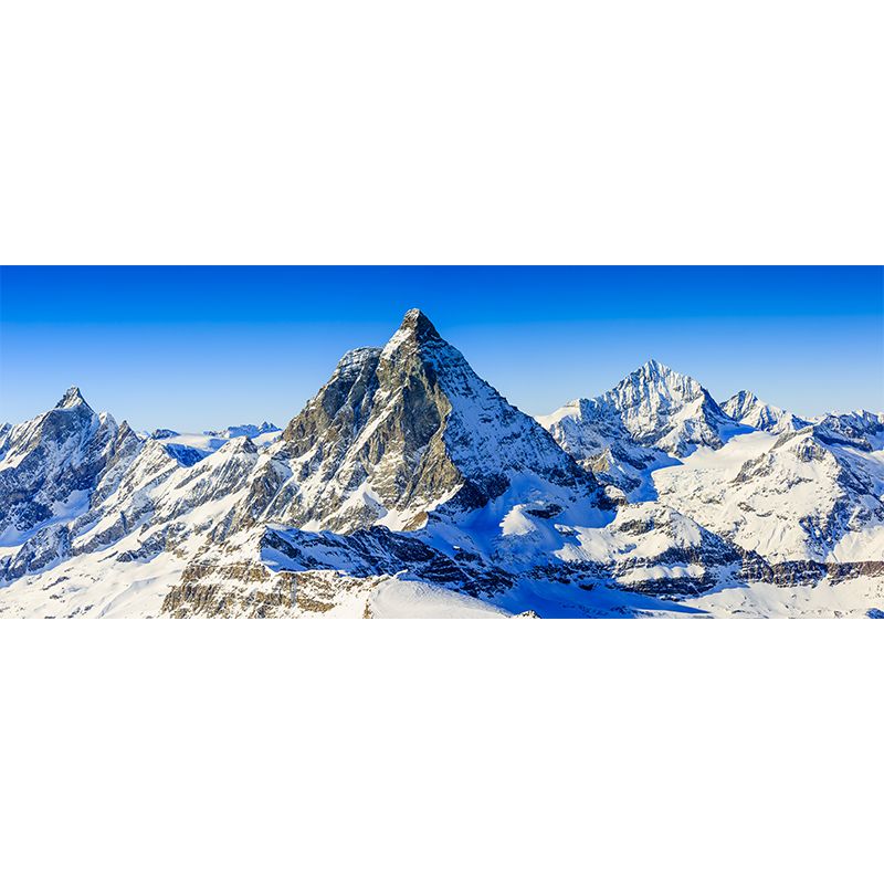 Snowy Rock Mountain Wallpaper Murals Contemporary Washable Living Room Wall Covering, Custom Print