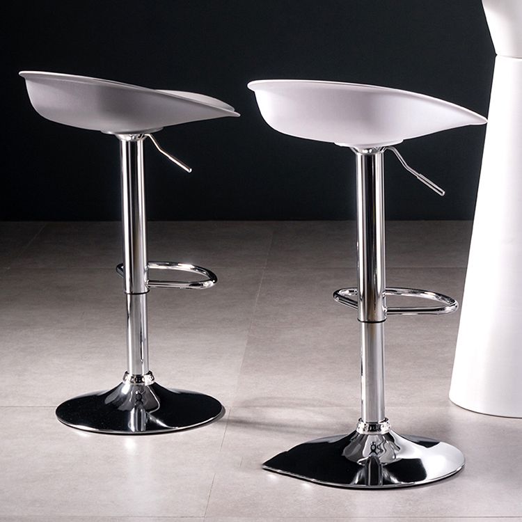 Modern Style Low Back Upholstered Adjustable Bar Stool with Metal Legs