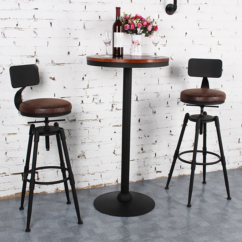 Industrial Metal Stool Upholstered Faux Leather Barstools in Matte Finish for Indoor