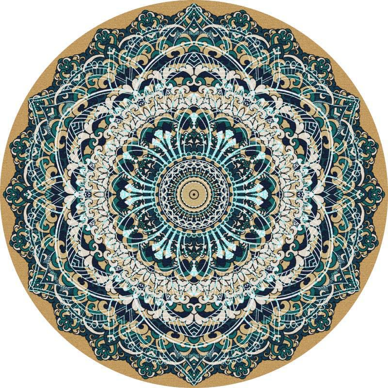 Multi-Farb-Blumendruck Teppich Victorian Marokcan Round Area Teppich Polyester Anti-Rutsch-Rücken Teppich für Wohnkultur