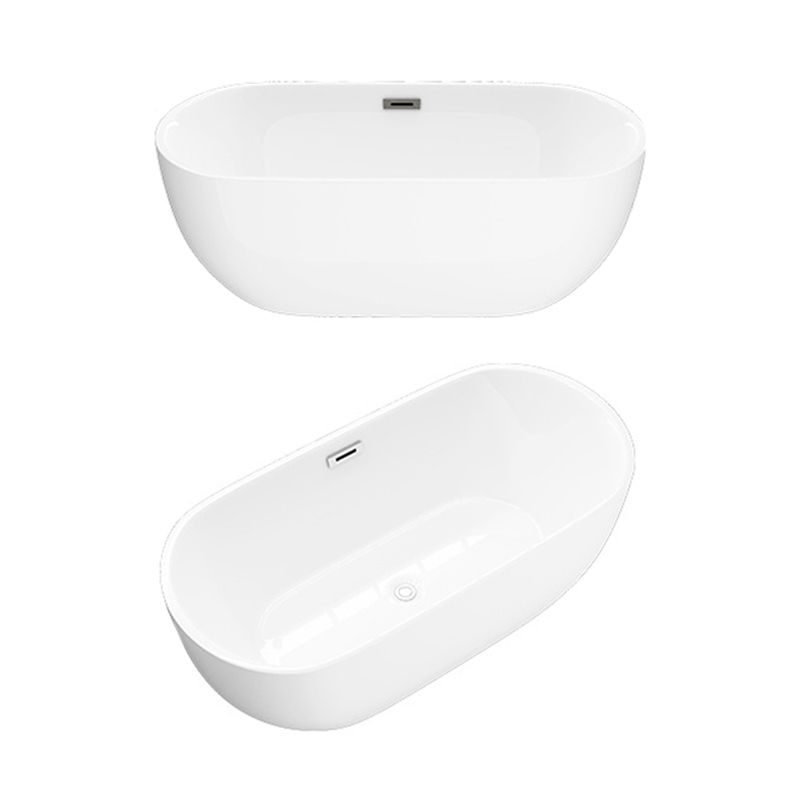 Matte Finish Acrylic Freestanding Tub Contemporary Oval Bathtub