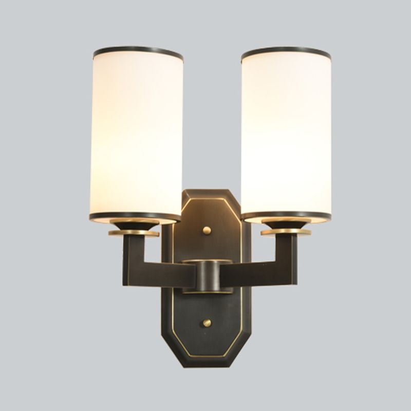 Cylinder Shape Glass Vanity Lamp Modern Style 1/2 Light Vanity Light Fixture