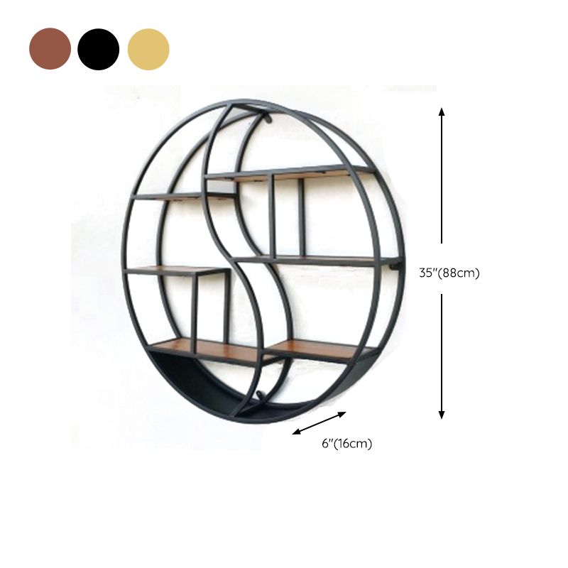 Wall Mounted Metal Shelf Bookcase Study Room Open Book Shelf with Shelves