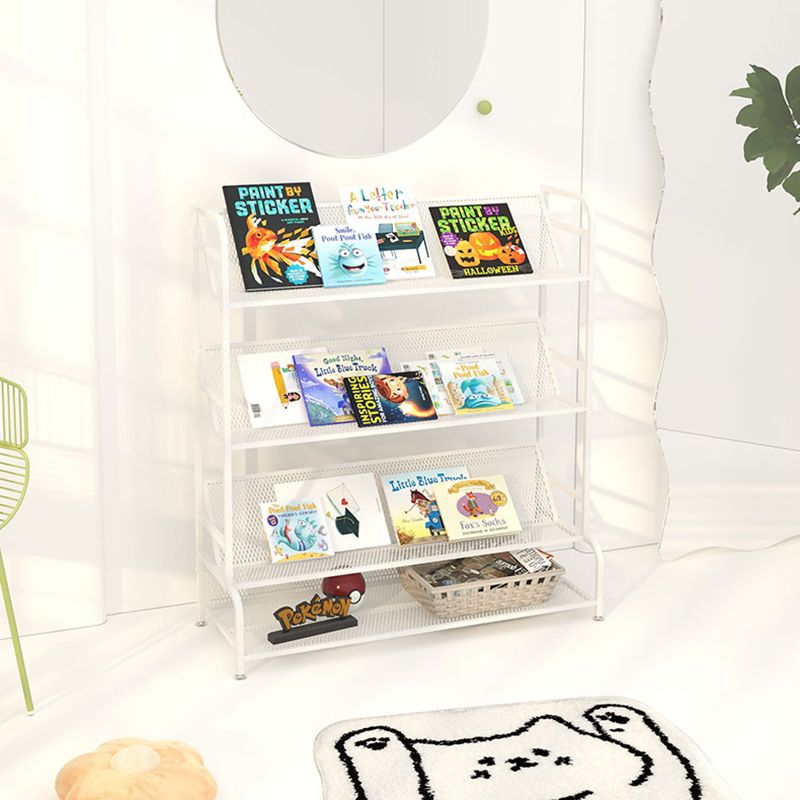 Scandinavian 4 Shelves Bookshelf Standard Metal Open Back Bookcase