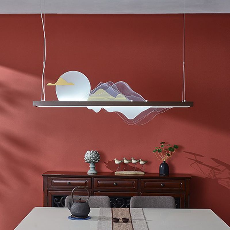 Zeitgenössische Kücheninselbeleuchtung Rechteck Metall 1-Licht Island Lichter