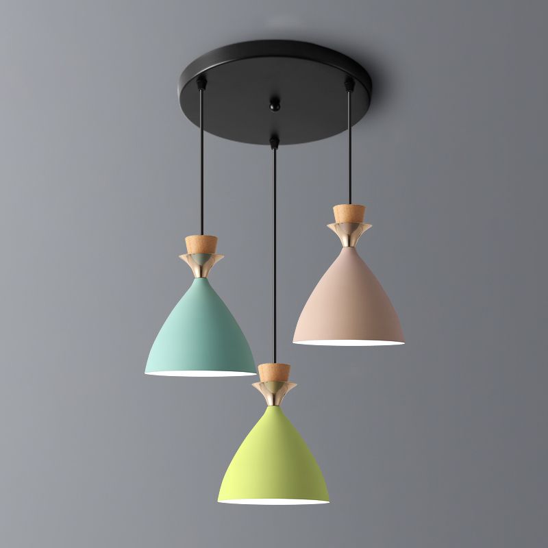 Modern Style Pendant Light Flared Shaped Metal 3 Lights Suspension Pendant