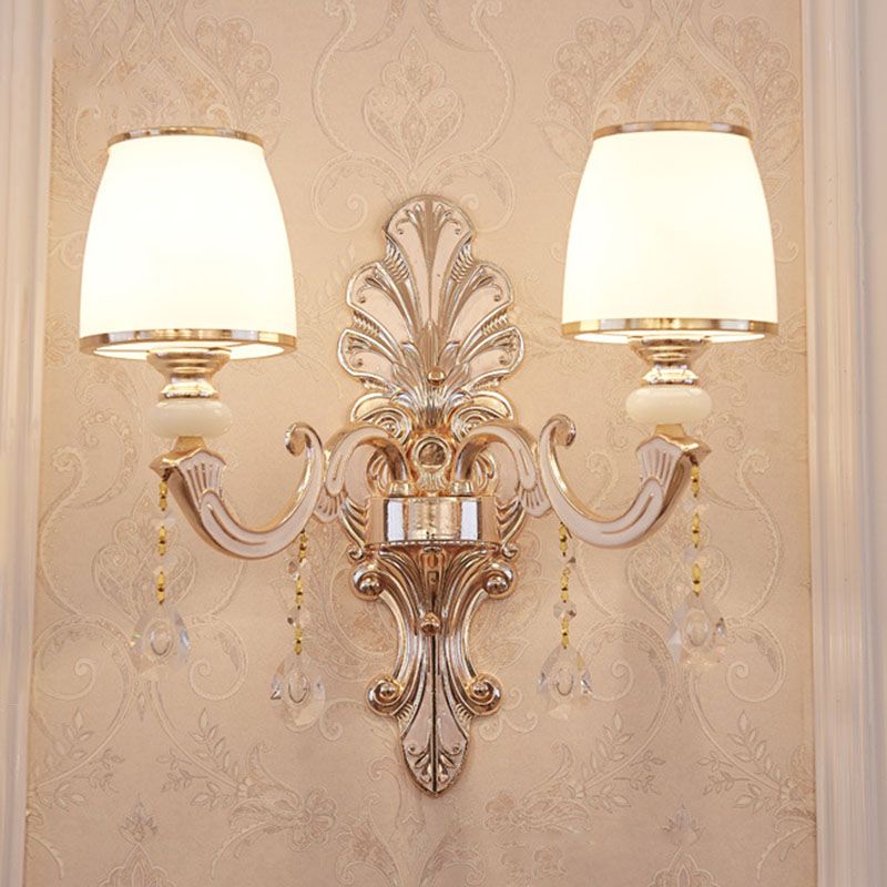 Lámpara de montaje de pared del brazo del brazo del oro del oro Simple Light Metallic Wall Light con acento de cristal