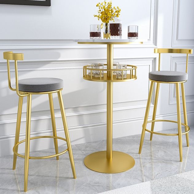 1/2/3 Pieces Industrial Iron Bar Table Set Round Bistro Set with Faux Marble Top