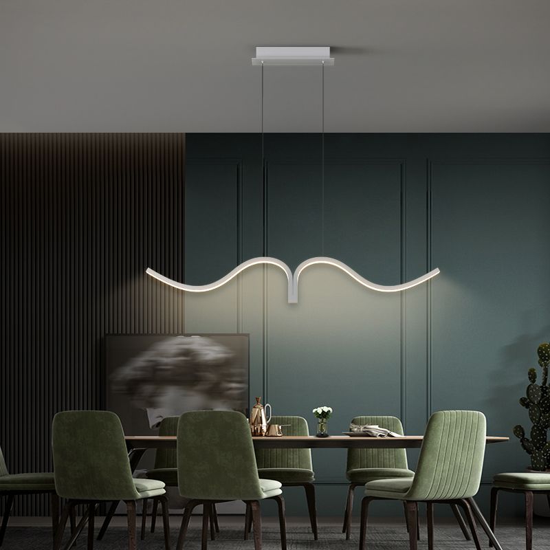 Contemporary Waves Island Light Metal 2 Light Island Lighting Fixtures for Kitchen