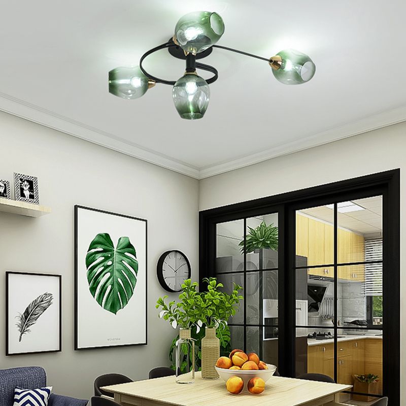 Plafonnier tulipe en verre transparent, plafonnier semi-encastré de style moderne pour salon