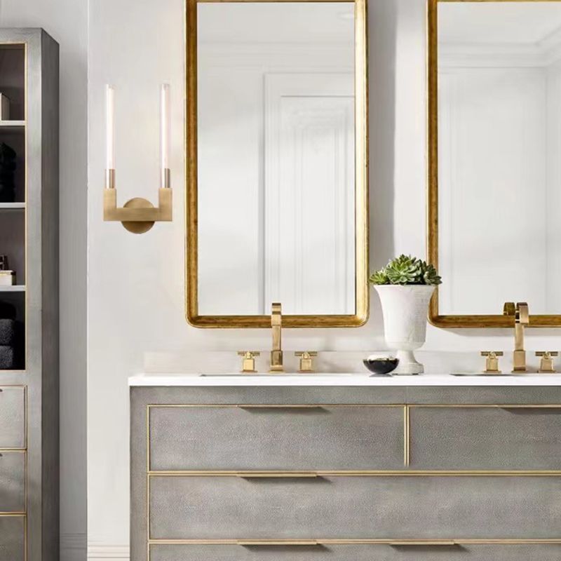 Metal and Glass Bath Sconce 1 / 2 - Light Post Modern Bathroom Vanity Lighting