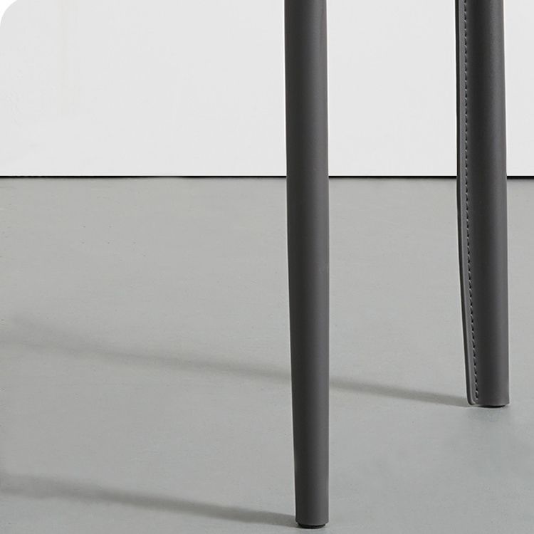 Contemporary Faux Leather and Metal Armless Dining Room Chair