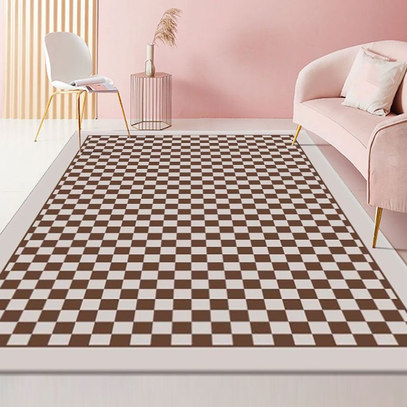 Classical Plaid Print Area Rug Friendly Washable Carpet Anti-Slip Area Rug for Home Decor