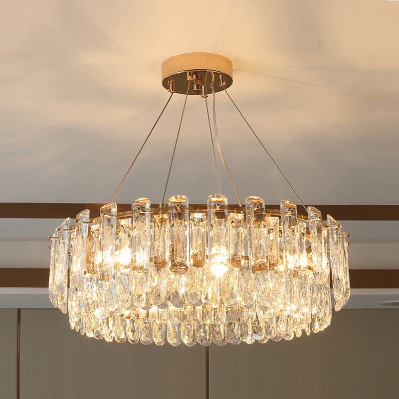 Luce lampadario a tonalità rotonda Luce a sospensione in cristallo in stile moderno per sala da pranzo