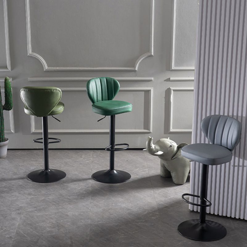 Modern Adjustable Height Swivel Stool Leather Upholstered Stool