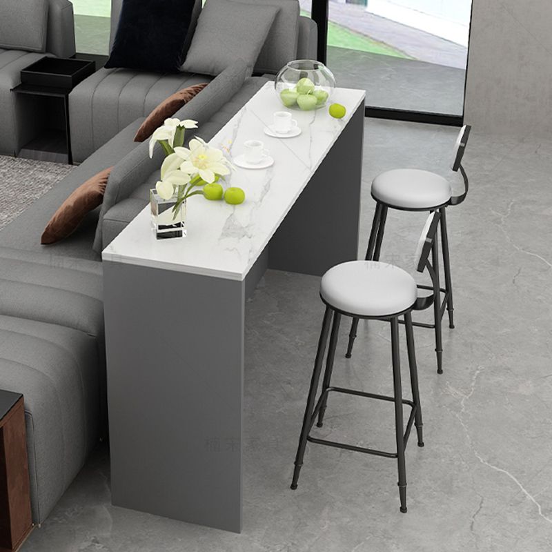 Modern Indoor Bar Stool Table White Marble Rectangle Counter Table