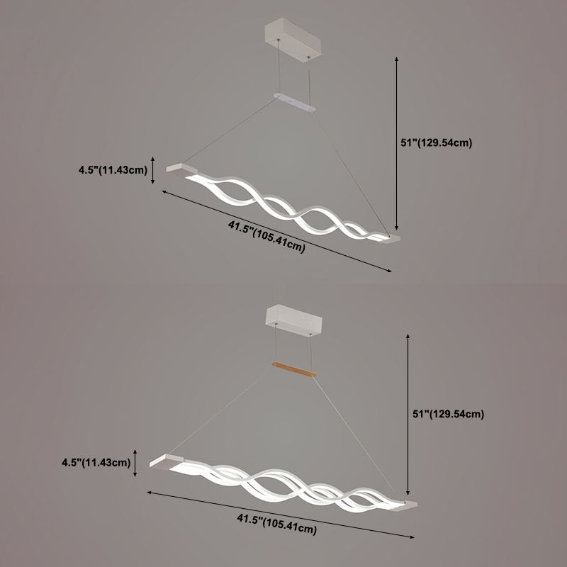 Modern Concise LED Island Light Lacquered Iron Linear Pendant Light with Acrylic Shade