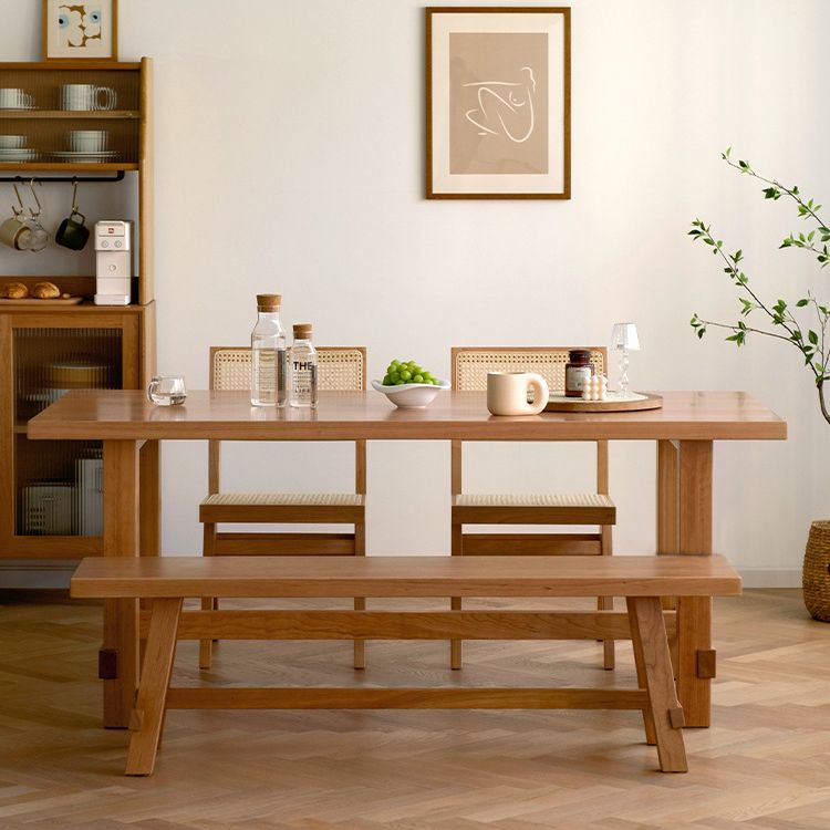 Rectangle Trestle Furniture Pine Solid Wood Dining Room Collection for Home