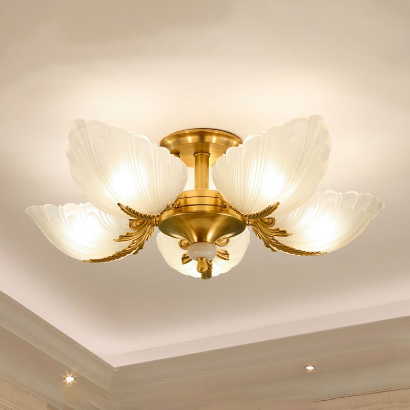 Lampada da soffitto in vetro con montaggio a semi-incasso Lampada da soffitto in ottone stile moderno