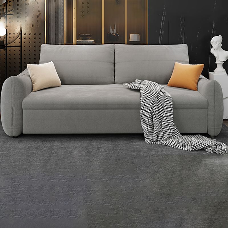 Contemporary Fabric Sofa Bed 34.65"H Square Arm Sofa Bed with Bolster Pillows,Gray