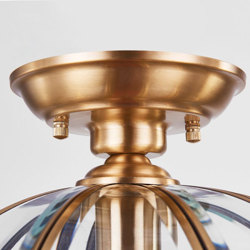 Colonical Artistic Dome Ceiling Light Copper Indoor Ceiling Fixture with Pure Glass Shade