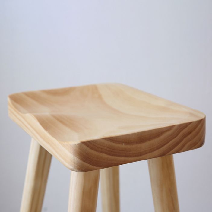 Coffee Shop Contemporary Barstool Indoor Wood 4 Legs Bar Stool with Pedal