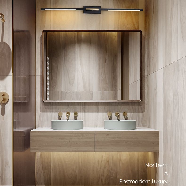 2-lichts lineaire wandwandeling moderne eenvoudige stijl spiegelmuurverlichting in zwart