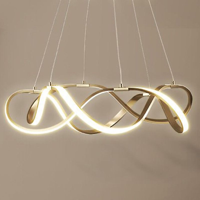 Twisted Metal Chandelier Pendant Light Simple Style LED Gold Suspension Pendant Light