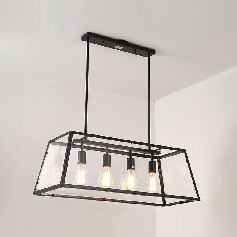 Industrial Black Island Light Metallic Pendant Lighting Fixture for Dining Room