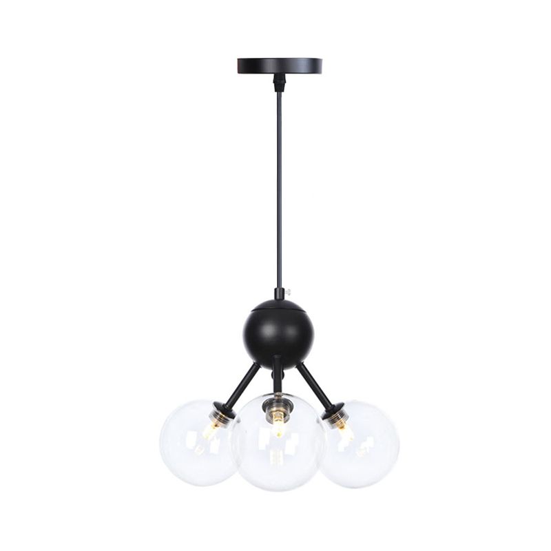 Orb Living Room Chandelier Lamp Amber/Clear/Smoke Gray Glass 3/9/12 Lights Industrial Ceiling Light with Sputnik Design, 13"/27.5"/34" Wide