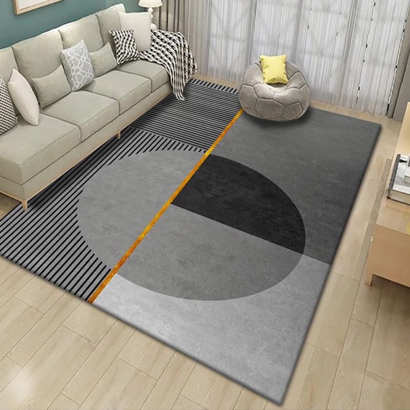 Pink Striped Rug Polyester Modern Rug Stain Resistant Rug for Living Room