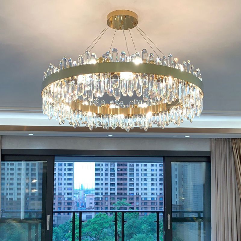 Minimalist Ceiling Pendant Light Ring Crystal Chandelier Lighting for Living Room