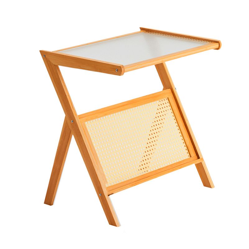 14" Wide Contemporary Corner Table Wood Storage Accent Side Table