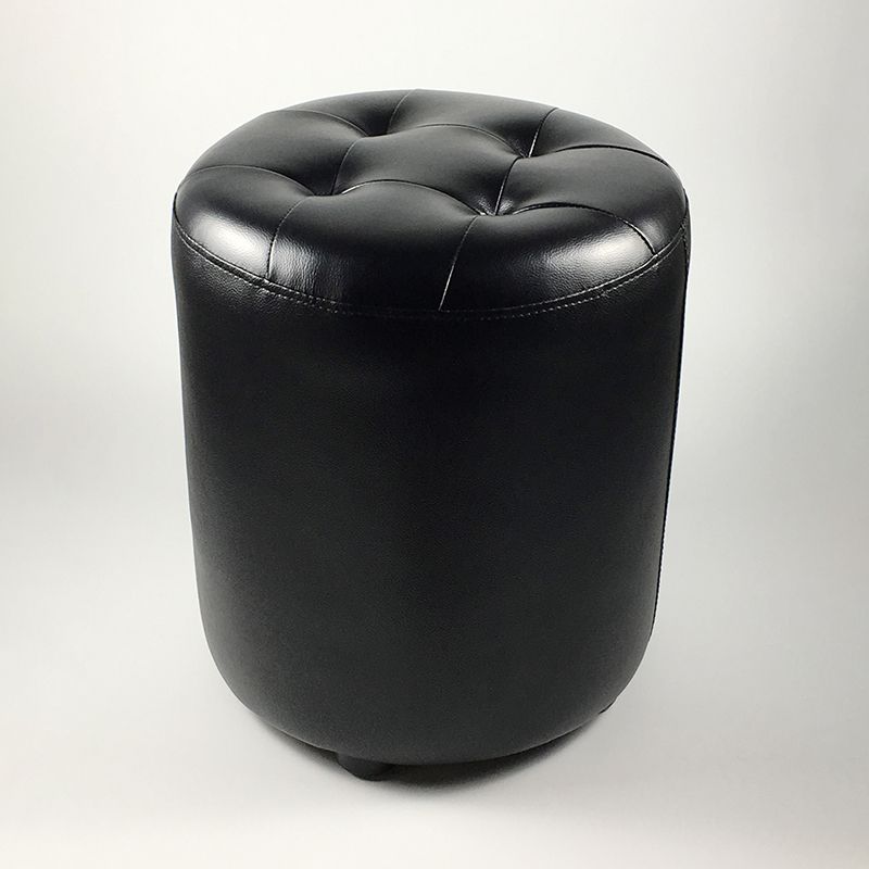 Mid-Century Modern Pouf Ottoman Genuine Leather Upholstered Tufted Square Ottoman